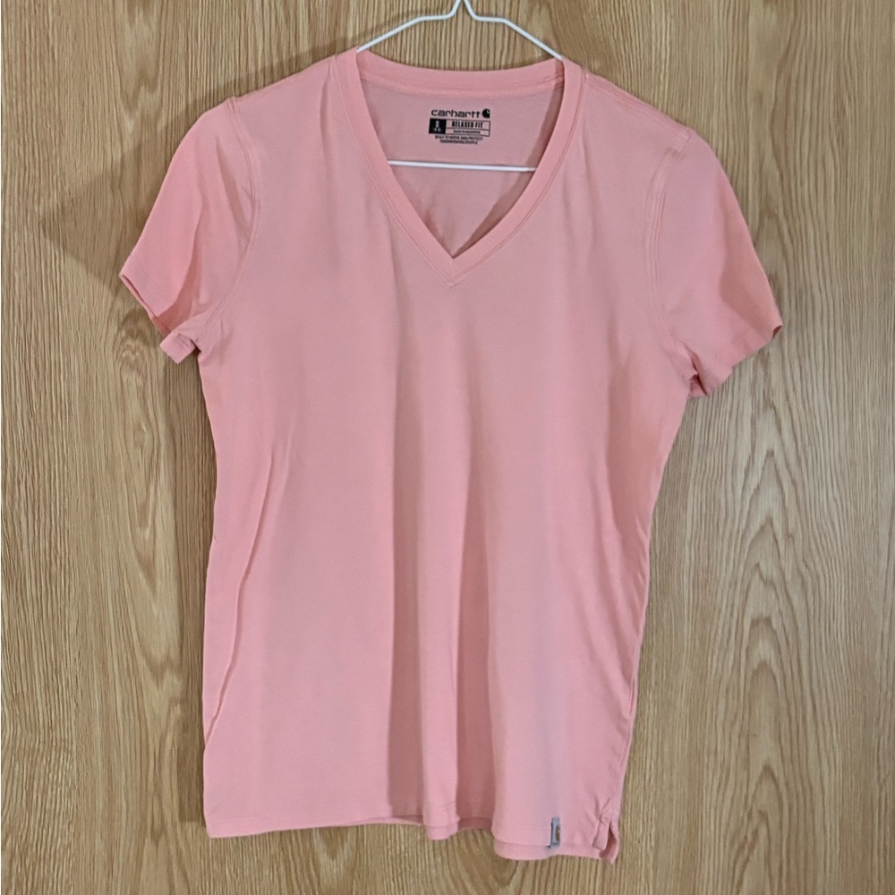 Carhartt Light Peach Relaxed Fit V-Neck Short Sleeve Tee
